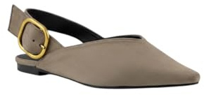 MODELISA - Zapatos Planos Destanolada Slingback para Mujer con Punta Fina Cierre con Hebilla (Khaki, Sistema Tallas Calzado EU, Adulto, Mujer, Números, Mediano, 40)