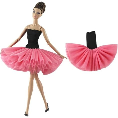 Codulu 11,5 tums dockklänning - Balettklänning - Rosaröd | 1 st, tutu klänning, amerikansk docka 30 cm, docka BJD 1/6, barngåva