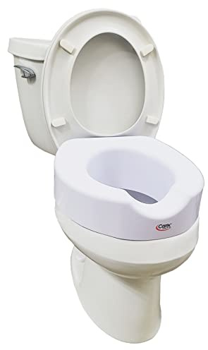 Carex Toilet Seat Riser with Quick-Lock, Raised Plastic Toilet Seat Adds 4” of Height - Fits Most Standard Round & Elongated Toilets, 300 Pound Weight Capacity, Slip-Resistant