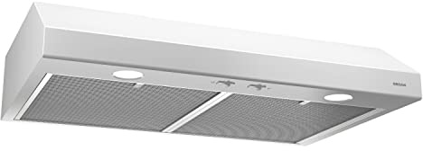 Broan-NuTone BCSD130WW Glacier 30-inch Under-Cabinet 4-Way Convertible Range Hood with 2-Speed Exhaust Fan and Light, 300 Max Blower CFM, White