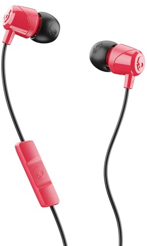 Skullcandy Jib Wired Earbuds with 3.5mm AUX Plug, Noise Isolating Fit, In-Line Microphone, Call and Track Control, Convenient for Travel - Red