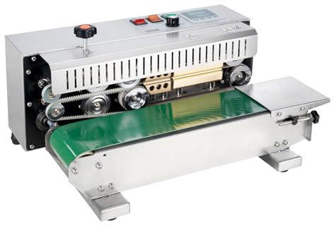 VEVOR Continuous Bag Band Sealing Machine, 0.24-0.47 in/6-12 mm Seal Width, Horizontal Band Sealer Machine with Digital Temperature Control Stainless Steel Bag Sealer for 0.02-0.8 mm Plastic Bag Film
