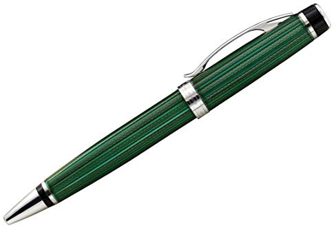 Xezo Incognito stylo bille à mécanisme tournant, pointe moyenne. Laque verte forestière avec placage de platine pur. Fabriqué à la main, édition limitée, numéroté