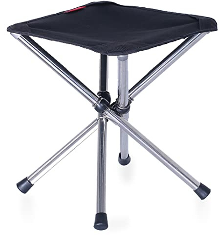 TRIWONDER Portable Camping Seat Folding Stool Telescopic Mini Chair Folding Tripod for Travel Fishing Hiking BBQ Beach (Black - L)