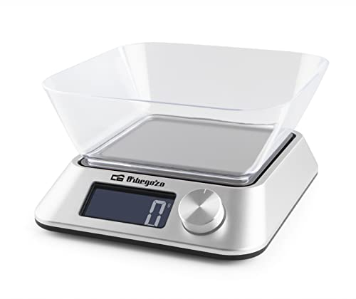 Orbegozo PC 1030 - Peso de cocina, base antideslizante, auto apagado, función tara, funciona a pilas, capacidad máx. 5 kg, Multicolor