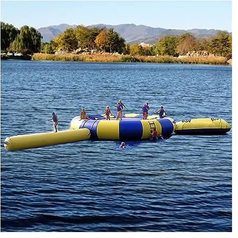 Trampolino gonfiabile in PVC galleggiante piattaforma di rimbalzo liscia superficie impermeabile con scala per piscina marina, 2 m (colore: 2 m)