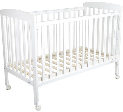 TORAL Cuna Bebe Madera Blanca. Cuna Colecho Bebe Modelo Verona. 3 Posiciones Lateral Deslizante y 5 Posiciones Somier. con Ruedas de Seguridad con Freno y Mordedor para Barandilla.