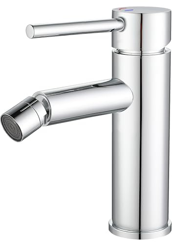 VALAZ Rubinetto Bidet Cromato | Apertura a Freddo, Miscelatore Lavabo Bagno Acqua Fredda e Calda, Risparmio Acqua | Installazione Facile e Veloce | Ottone, Inossidabile, Elegante, Serie Ason