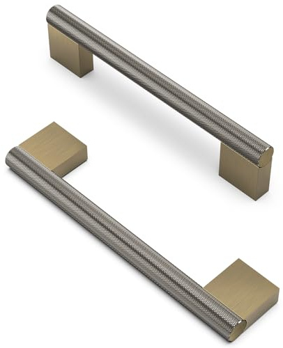 FURNIWARE 10 stycken vintage skåphandtag, räfflade möbelhandtag 128 mm hålavstånd Shinny antik mässing, kökshandtag lådhandtag, möbelhandtag för köksskåp skåp skåp lådhandtag
