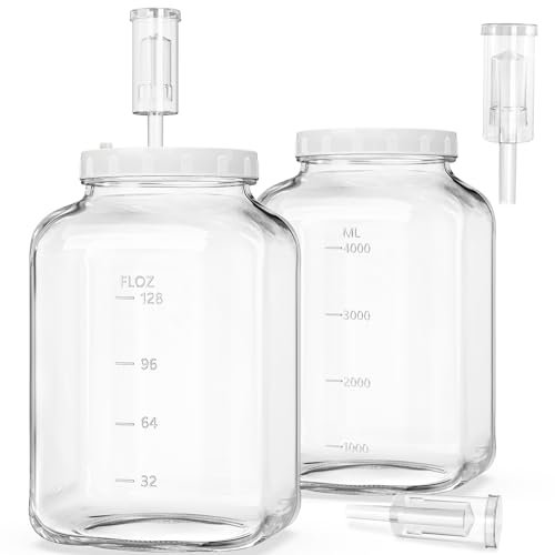 Absovetu Lot de 2 grands bocaux de fermentation avec sas et couvercle à visser 5700 ml – Bocal de fermentation de choucroute pour levain, kimchi