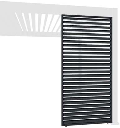 Weide Horizontale Lamellenwand Paneel Zubehör für Weide Pergola | Aluminium | Anthrazit, Weiß, Holzoptik | 3 Breiten | Flexibler Sichtschutz und optimale Luftzirkulation (Anthrazit, 123 cm)