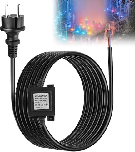 LED Trafo 24V Netzteil AC/AC 15W, Außen Steckernetzteil Transformator 220V 24V mit Stecker, IP68 Unterwasserlicht-wasserdichter Transformator für LED-Beleuchtung und Teichpumpen