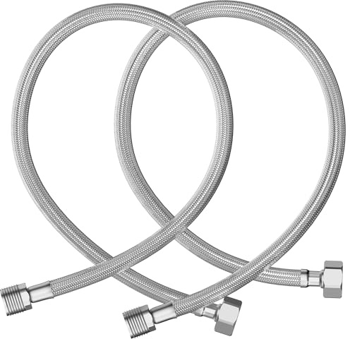 YUANNY 2 stycken flexslang 3/8 tum IG x 3/8 tum AG slang, överkast på båda sidor, 100 cm, anslutningsslang, armatur, anslutningsslang, flexibel slang för kran, hörnventil tvättställ, köksarmatur