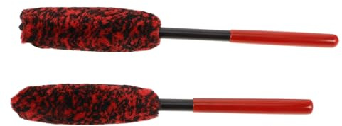 OSOLADY 2Piezas Cepillo para Limpiar Neumáticos y Llantas de Coche de Cepillos de Limpieza de Lana con Mango Flexibles y Duraderos para Restaurar Brillo y Limpiar Fondo