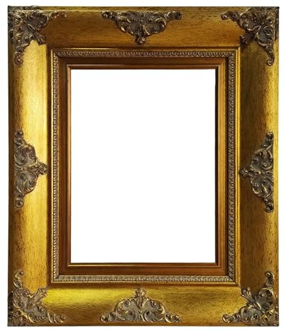 Marco de fotos hecho a mano de madera dorada de 30 x 40 cm con banda ancha y decorada – Estilo Luis XVI para cuadros, lienzos o espejos de lujo – Complemento de decoración majestuoso – Producto