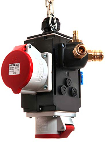 as - Schwabe MIXO Energiewürfel - Hängeverteiler - Stromverteiler - 1 CEE Steckdose (400V/32A/5-polig) und (400V/16A/5-polig), 1 Schutzkontaktsteckdose (230V/16A)- Druckluftanschluss - IP44, 60751