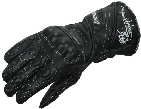 HEYBERRY Damen Motorradhandschuhe Leder Schwarz Gr. S