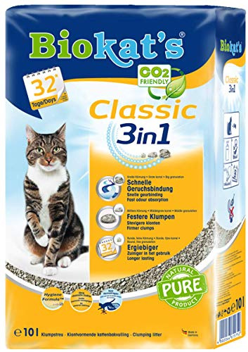 Biokat's Classic 3in1 ohne Duft - Klumpende Katzenstreu mit 3 unterschiedlichen Korngrößen - 1 Sack (1 x 10 L)