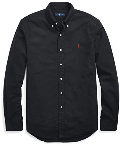 Polo Ralph Lauren Mens Classic Long Sleeve Oxford Shirt, Black, Medium