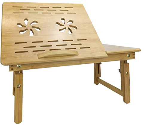 Bamboo Folding Laptop Stand | Wooden Bed Desk | Bed Table | Laptop Tray Bed | Breakfast Tray | Lap Table For Studying | Folding Legs | M&W