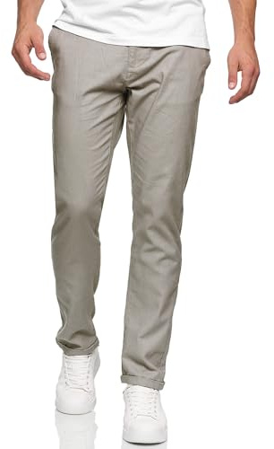 Indicode Hommes Bryne Pants | Pantalon en Coton et Lin Lt Grey L