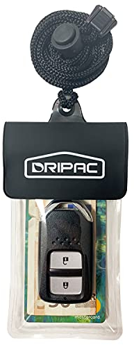 DRIPAC KP01 - Custodia galleggiante impermeabile per chiavi dell'auto, a portafoglio, impermeabile, per auricolari, badge, carte di credito, monete, patente di guida, palmare (nero)