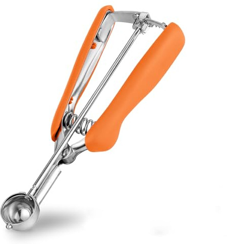 Extra Small Cookie Scoop, 1 Tsp Cookie Scoop, Mini Ice Cream Scoop for Melon Baller, Cookie Dough, 0.2oz/ 25mm, Easy Squeeze & Release, Orange