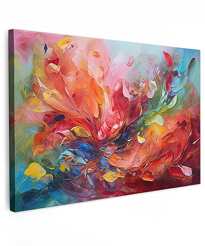 MuchoWow© Wandbilder Groß 120x80 cm XXL Schlafzimmer Home Deko Wohnung Bild Wohnzimmer Fotoleinwand Wand Bilder Leinwand Wall Decor Kunstdruck - Öl - Kunst - Abstrakt - Bunt
