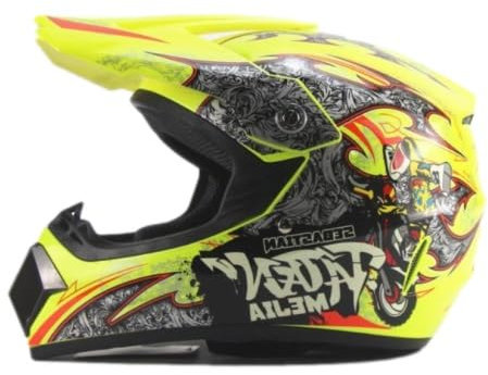 Kinder Crosshelm Mejia – Motorradhelm für Kinder, ABS-Schale, robuster Kinderhelm für Downhill, Quad und Motocross, Gelb, Größe S, 53 – 54 cm