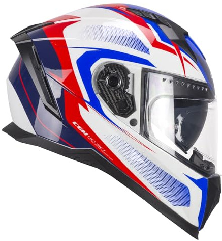 CGM Casque intégral 311G Blast Sport Blanc Bleu, M (57-58cm)