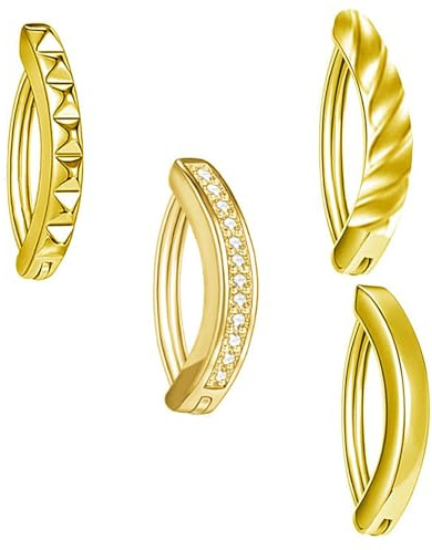 Yeomju 4 stycken guldnavelpiercing, navelpiercing ring för kvinnor, kirurgiskt stål navelpiercing, omvänd böjd navelring, metallgåva för kvinnor smycken