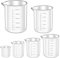 Set di 6 misurini misuratori, misurini da 25 ml, 50 ml, 100 ml, 150 ml, 250 ml, 500 ml, di precisione, resistente al calore, misurino in plastica, misurino con scala, per laboratorio e cucina,