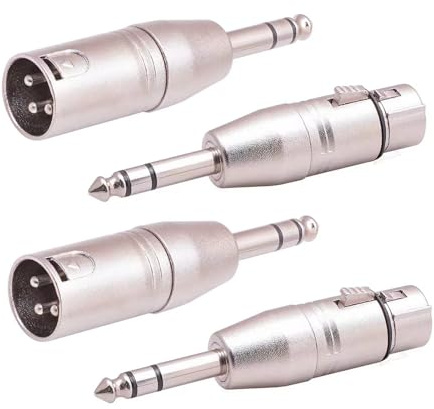Smithok 4 Pack,2 Pcs 6.35mm 1/4 Male to XLR Male Adapter and 2 Pcs 6.35mm 1/4 Inch TRS to XLR Female Adapter,2-Pair Audio Connector