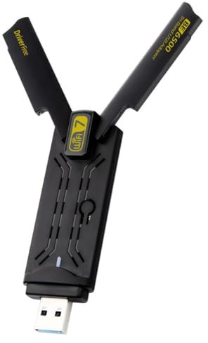 Booso Adattatore USB WiFi7 BE6500 da 6500Mbps, Scheda di Rete Wireless 2.4G&5.8G&6GHz 802.11be, Adattatore WiFi Driver per Win 10/11