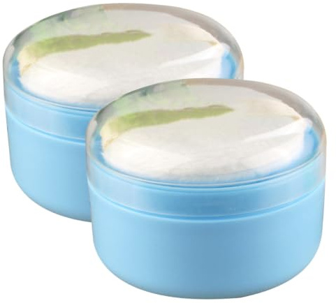 Vaguelly 2st Puff Box För Babypuder Praktisk Förvaring Puderpuffar För Pojke Flicka Och Pojke Flicka Blå Lättanvänd Och Skonsam Mot Känslig Hud