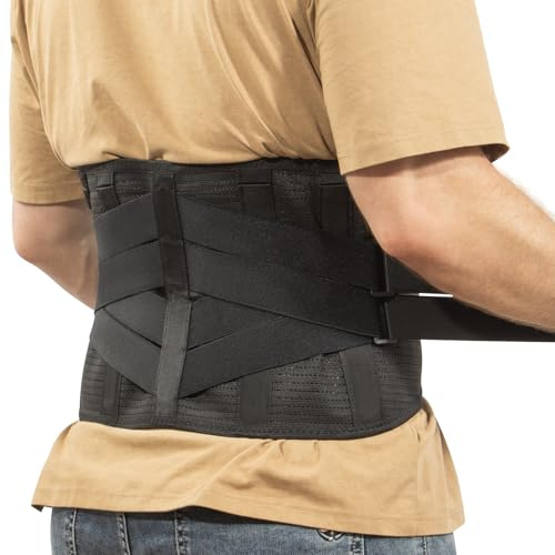tempsnug Rückenbandage für Schmerzen im unteren Rücken, ergonomisches Design mit 7 Stäben, verstellbare Lendenwirbelstütze mit atmungsaktivem Netzgewebe für Bandscheibenvorfall, Ischias, Skoliose