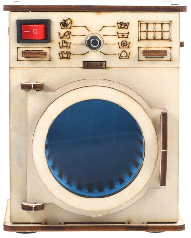 SOIMISS DIY Wooden Washing Machine Assembly Science Experiment Kits STEAM Educational Building Model Project for Kids Toddler Boy Girl Creative Learning Hands On Play Set Pretend Role Toys Craft