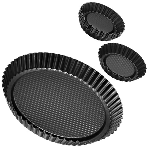 Zenker Set Stampo Torta e Crostata in Acciaio al Carbonio da 28 cm e 6 Mini Stampi 10 cm - Antiaderenti, Resistenti 230°C, per Crostate, Quiche e Tartellette, Ottima Conduzione Calore