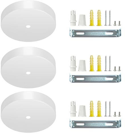 Zzcy 3 Pezzi Rosone Lampadario Soffitto Bianco Metallo, Moderno Rosone Lampadario Soffitto 100mm Bianco per Rosoni a Soffitto, per Soggiorno, Corridoio, Lampadario da Cucina