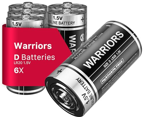 Warriors 6X Batteria D LR20 1,5V Alcalina, Lunga Durata