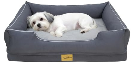 BingoPaw Orthopedic Dog Bed Sofa Medium Washable Grey M(77X63X18cm) | Pet Couch Lounge with Bolster Sides as Pillow, Supportive Flat Foam, Waterproof Liner , Removable Cover and Non-Slip Bottom
