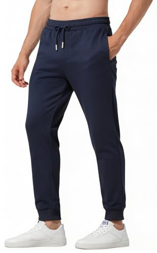 Mauro Kane Pantalón Chándal Hombre Algodón 100%, Bolsillos con Cremallera | Pantalones Largos Deportivos Hombre Jogger, Cintura Elástica con Cordón, Transpirables Ligeros para Gimnasio Running