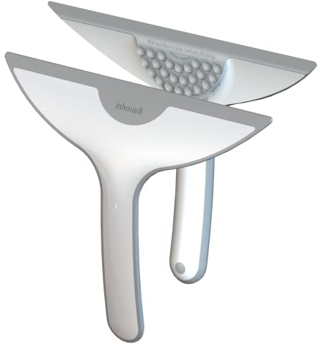 Inhouse Stick+Store Bathroom Squeegee - Made in Britain - Streak-Free Shower Squeegee for Shower Screens, Mirror & Window Cleaning - Flexible Blade - Patented Integral Suction Storage - 1PC