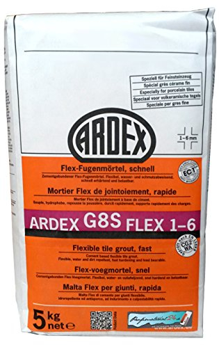 ARDEX G8S - Mortero flexible para juntas (1-6 mm, 5 kg, color gris piedra)
