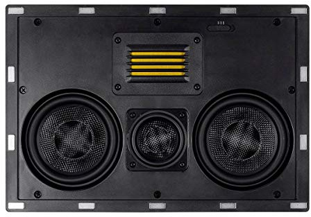 Monoprice 3-Way Carbon Fiber in-Wall Speaker Center Channel - Dual 5.25-inch (Single) with Ribbon Tweeter - Amber Series Black