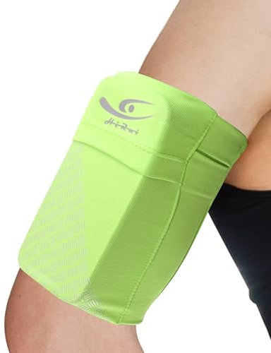 HiRui Universal Sports Armband Cell Phone Armband Sleeves Running Armband for Exercise Workout, Compatible with iPhone 17/17Plus/Pro/16/15/15Plus/14 Samsung Galaxy All Phones (Large, Bright Yellow)