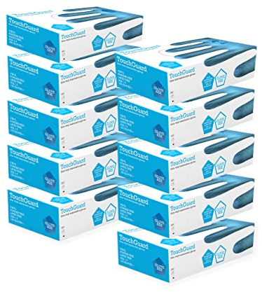 TouchGuard - Guantes de vinilo azules desechables sin polvos, caja de 10*100 unidades, grandes