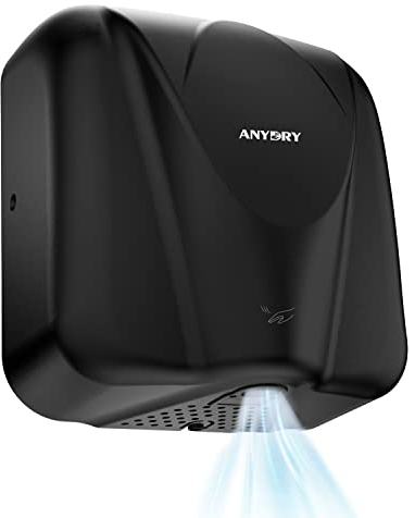 Generisch anydry 2812 Händetrockner für Gewerbe elektrischer Sensor Stilvolles Design Edelstahl-Finish schnelle Trocknung 7-10 Sekunden 1600W. (Gebürstetes Schwarz)