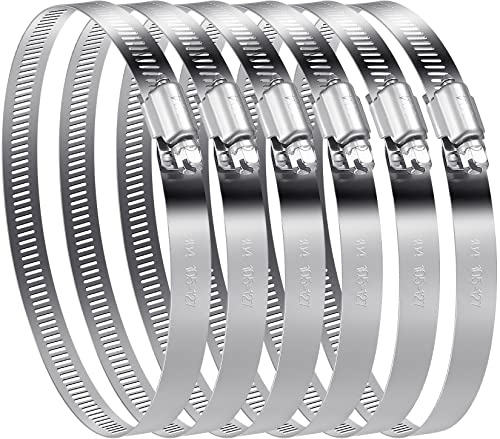 WELHAEPI 6 Pcs Hose Clamps Set, 105-127mm Adjustable 304 Stainless | Jubilee Pipe Clips Assortment Kit – Worm Drive Hose Clamps for Garden, Pool, Plumbing & Automotive, Rustproof Metal Clips Set