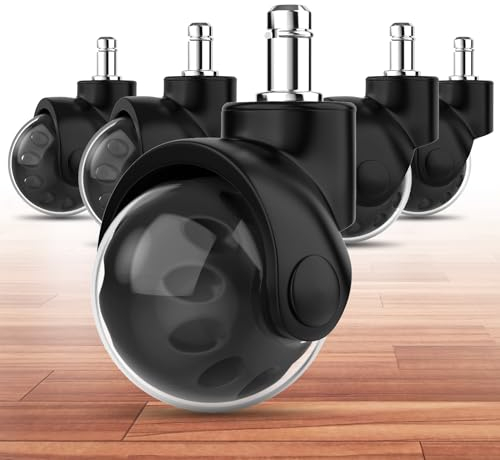 Ersatz-Bürostuhl Rollen glatt und Super Silent Modell - 11x22MM Ball rollen für bürostühle, (5er-Pack)Heavy Duty hartbodenrollen, Gaming Stuhl Rollen, geeignet für jeden Boden, keine Kratzer (Schwarz)